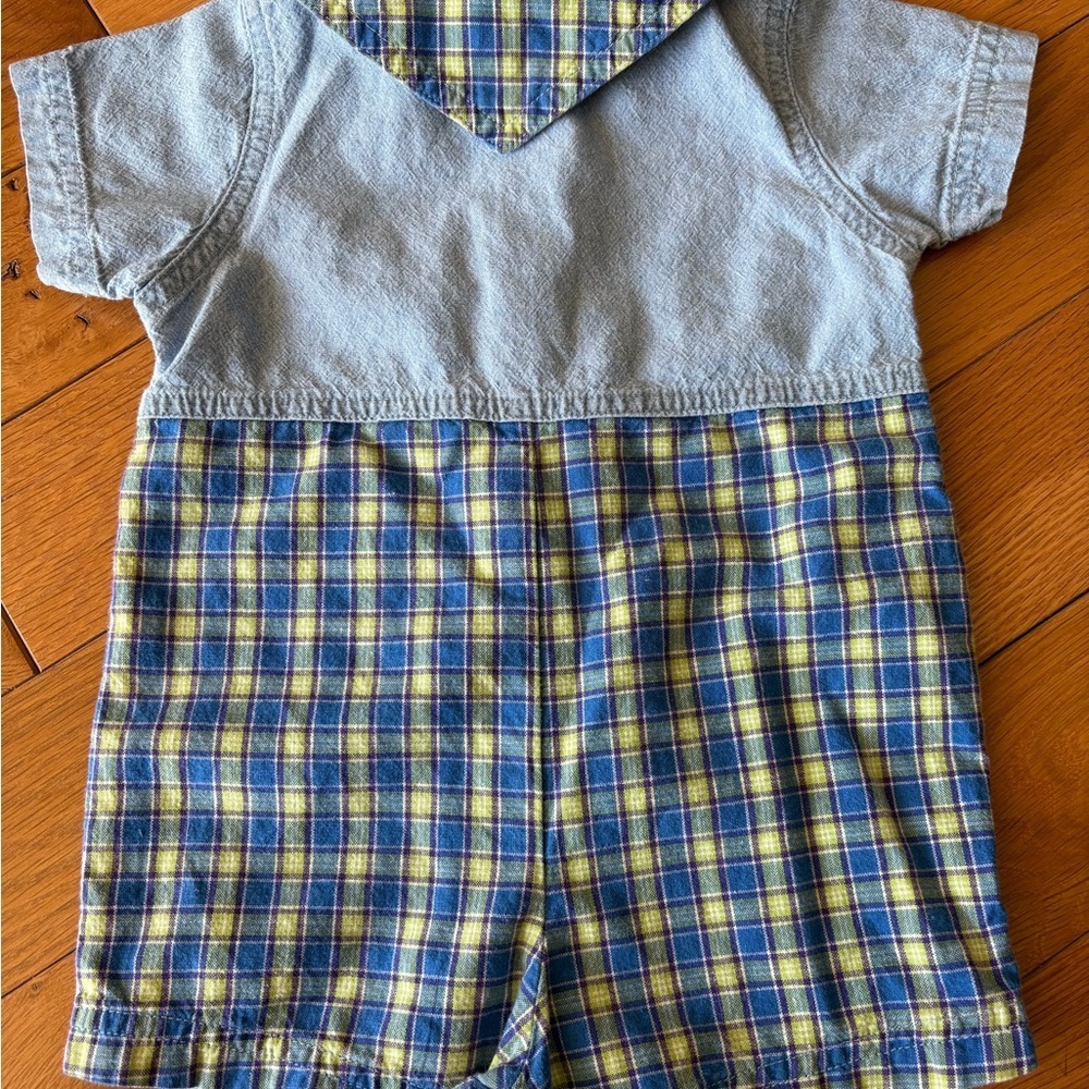 VTG Denim Collared Romper with Embroidered Bugs Size 3/6 Months - Picture 5 of 7